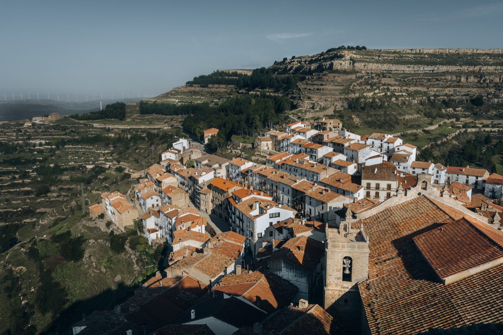 View over Ares del Maestrat village from the Castle Ruins