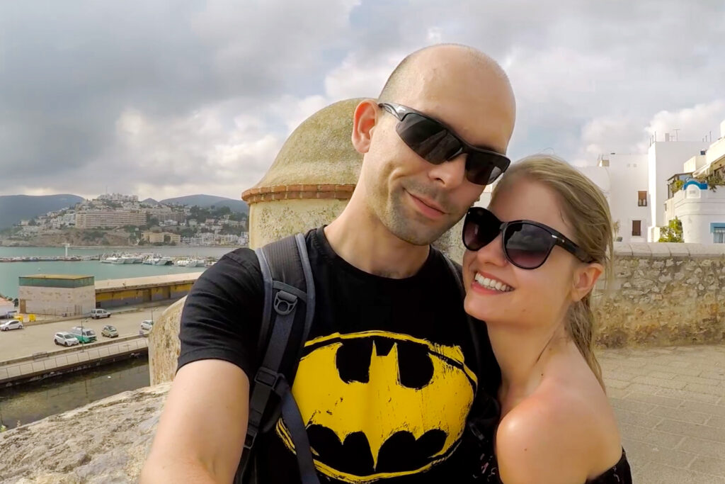 Happy Little Traveler team exploring Peniscola Spain