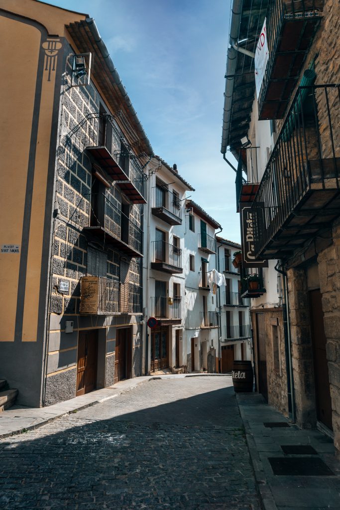 Streets of Morella town in province of Castellon, Spain
