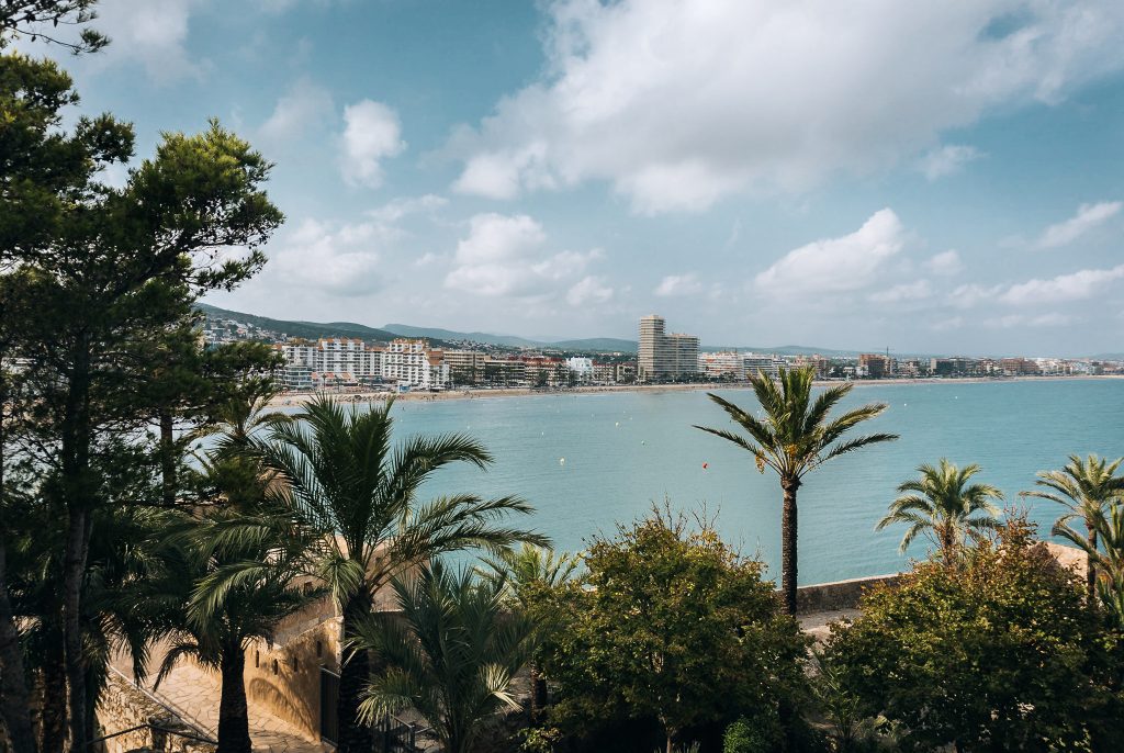 View over Peniscola, Spain from Gardens of the Peniscola Castle