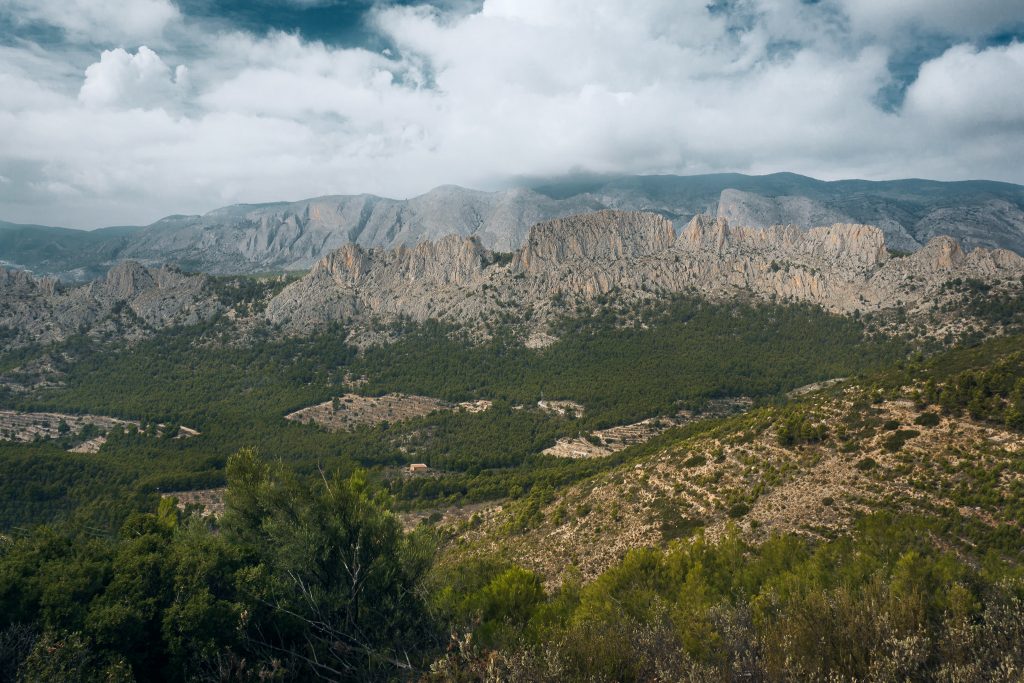 Views from the circular route around Puig Campana mountain in Spain