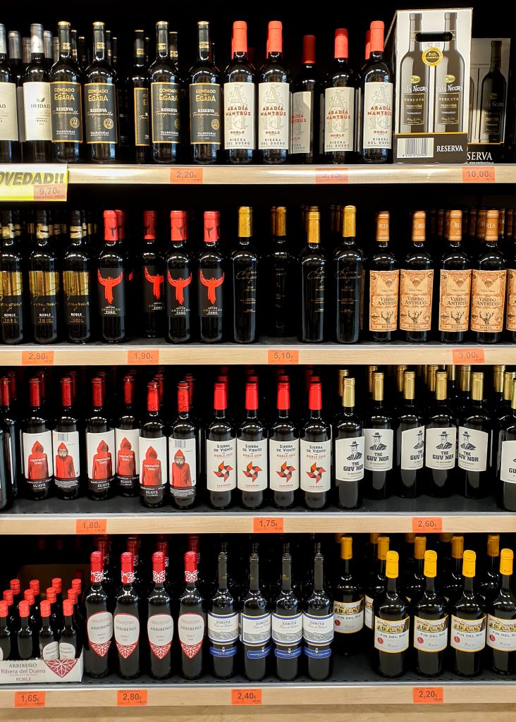 Alcohol prices in Spain