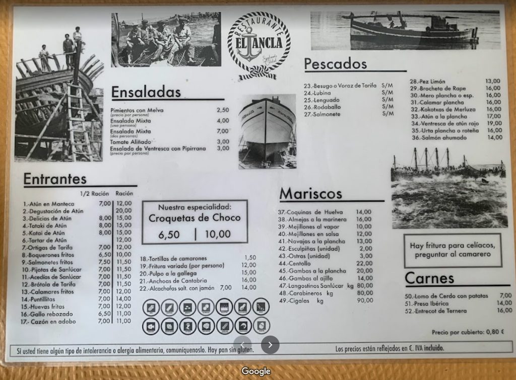 Restaurant prices in Spain