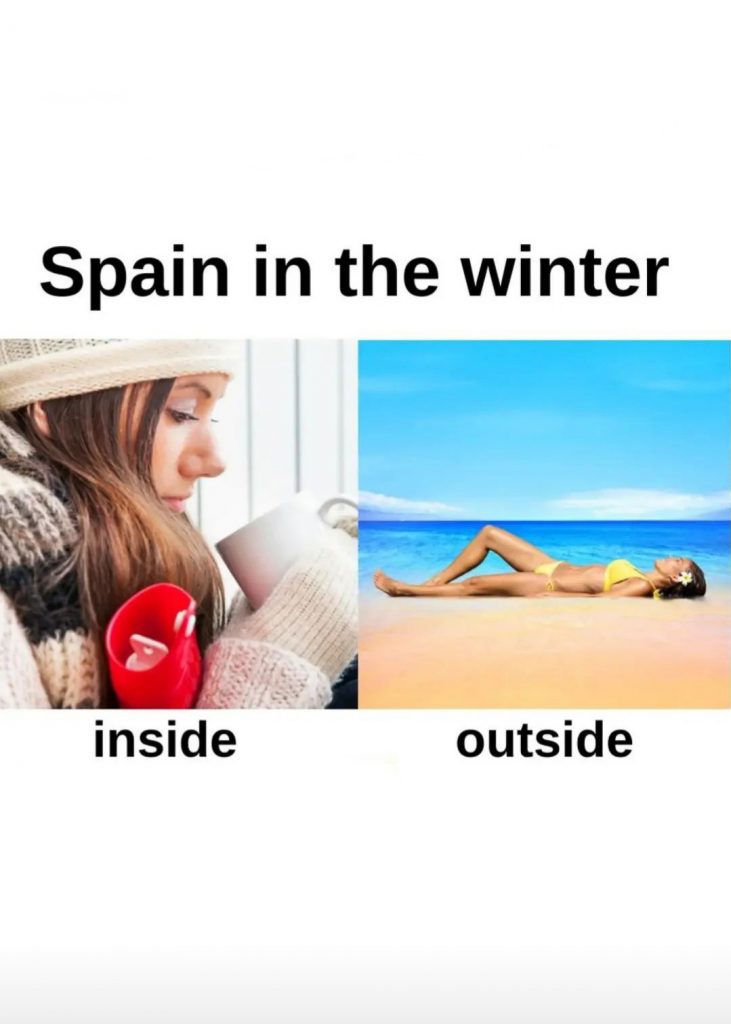 Fun facts about Spain - Winter in Spain inside vs outside