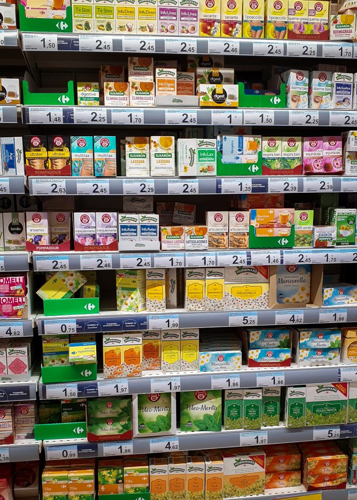 Fun facts about Spain - lots digestive teas in the stores