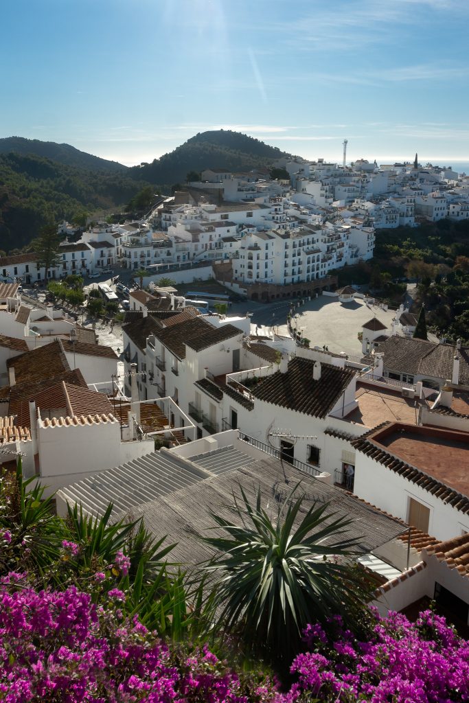 View over Frigiliana white village from the viewpoint