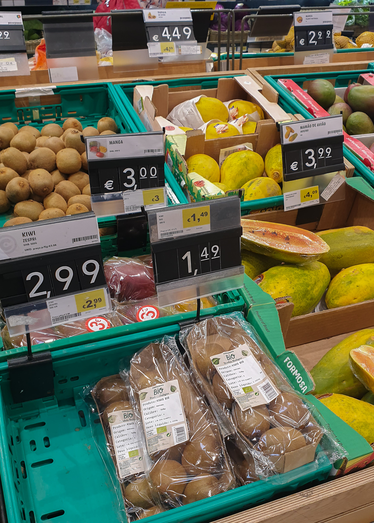 Costs of groceries in Portugal - fruits