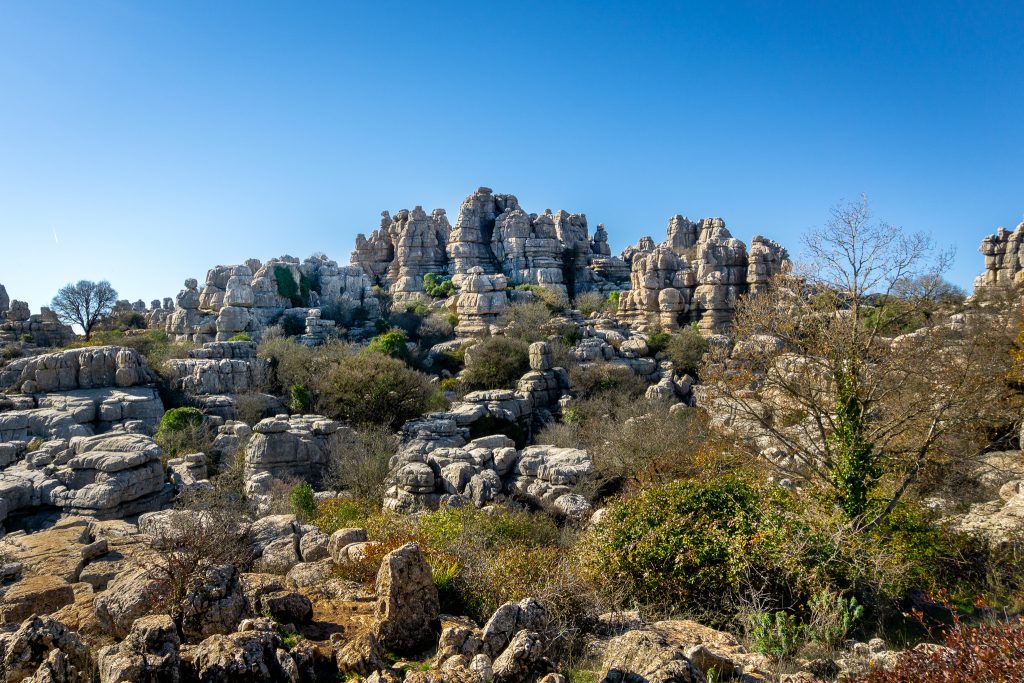 Hiking in surrealistic El Torcal De Antequera in Andalusia, Spain 