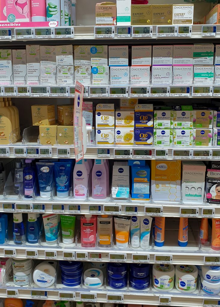Cost of cosmetics in France - cream face products