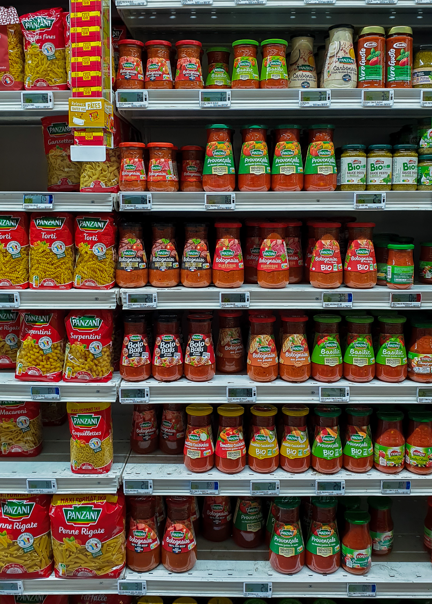 Cost of groceries in France - pasta, tomatoes