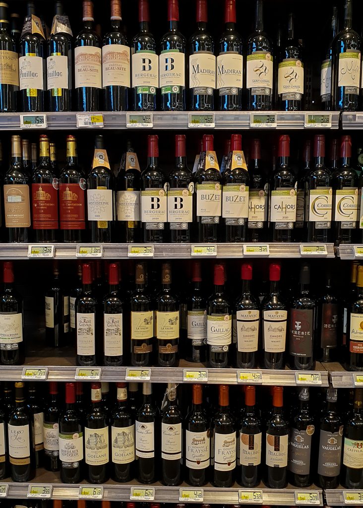 Cost of groceries in France - wine
