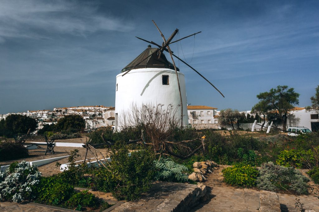 Iconic windmills in Vejer de la Frontera, Spain