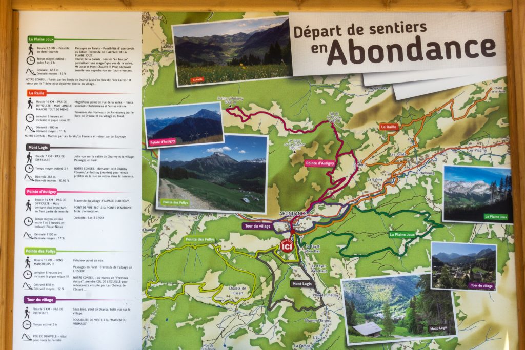 Map of Trails in Abondance Village in France