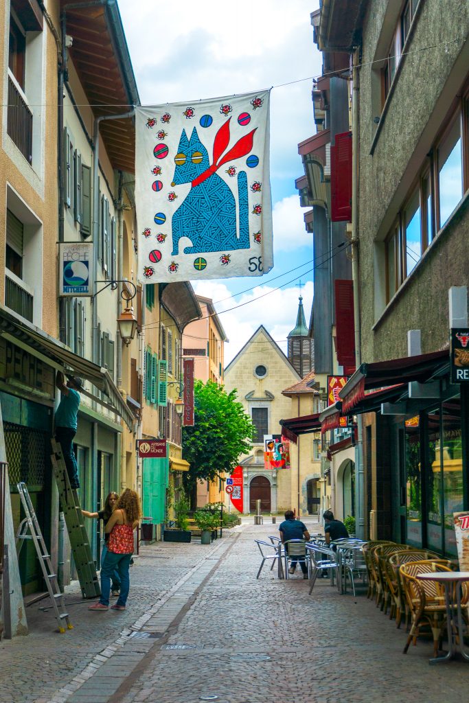 Thonon Les Bains Old Town Centre Colorful Street