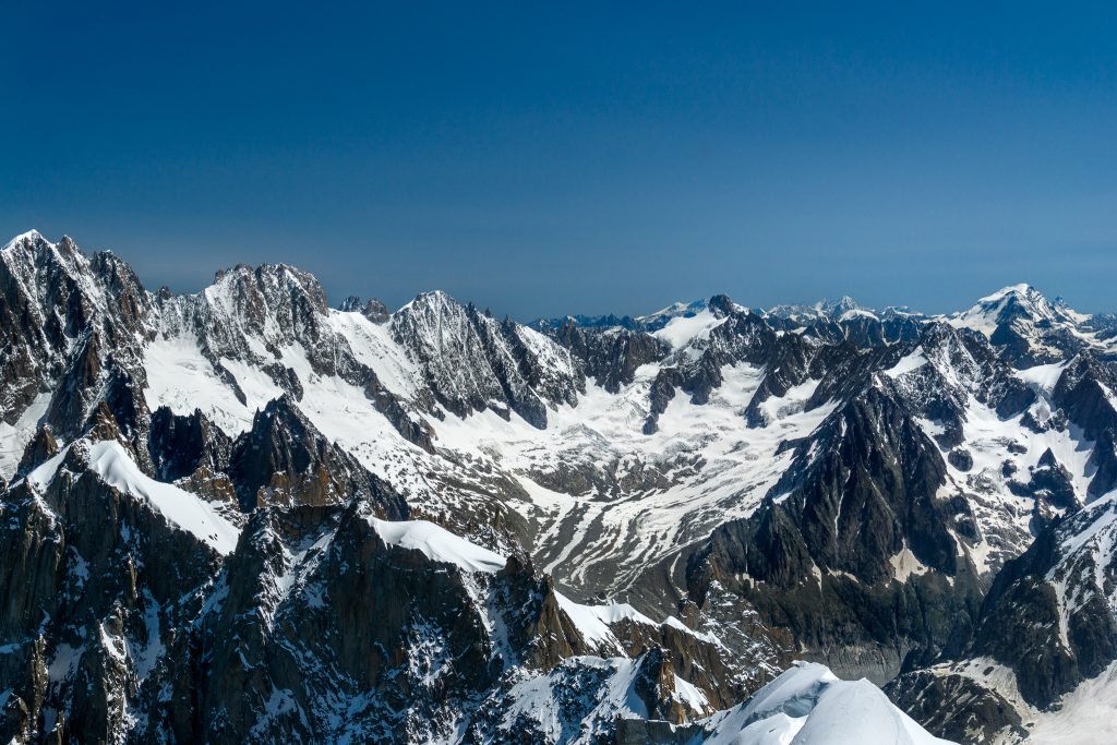 Breathtaking views over Alps from Aiguille du Midi Chamonix France