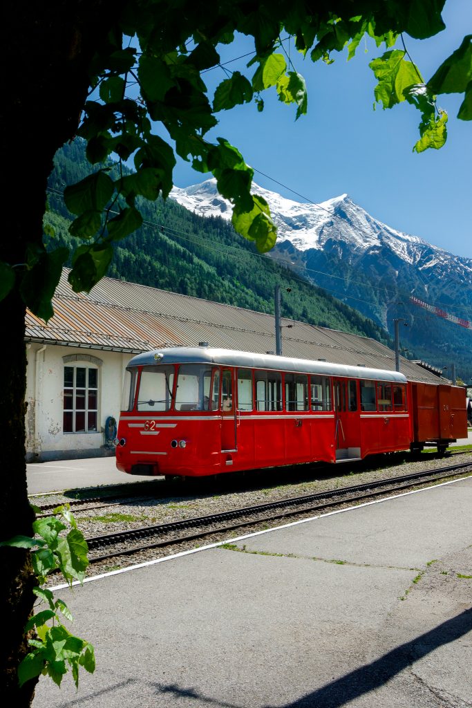 Montenvers railway - red train to Glacier Mer de Glace in Chamonix France