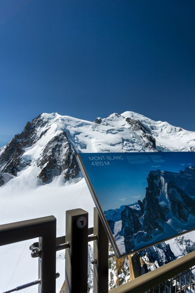 View over Mont Blanc from Aiguille du Midi summit in Chamonix