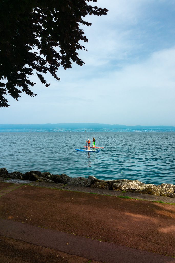 Watersports around Lake Geneva in Evian France - paddleboardingports around Lake Geneva in Evian France - paddleboarding