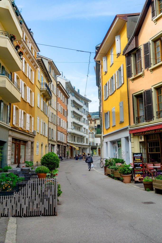 Charming and colorful Old Town in Vevey, Switzerland
