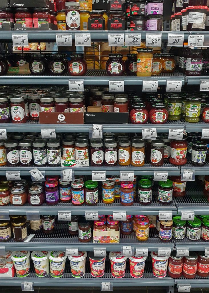 Grocery cost in Poland - jams