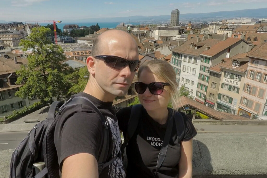 Happy Little Traveler team exploring Lausanne Switzerland