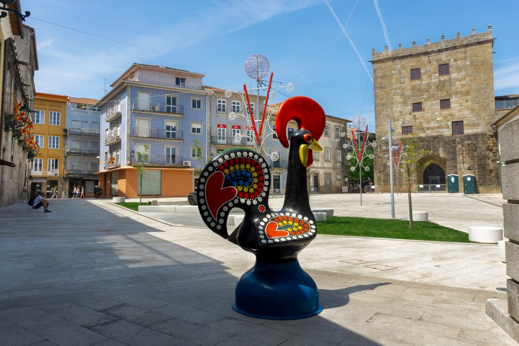 Barcelos, Portugal - Rooster of Barcelos near New Gate Tower