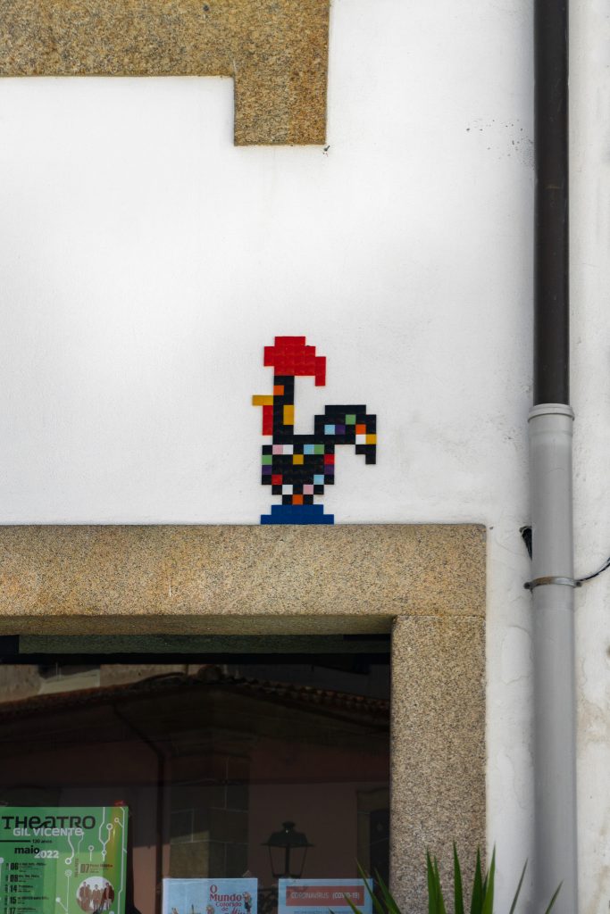 Pixelated Rooster of Barcelos in Old Town of Barcelos