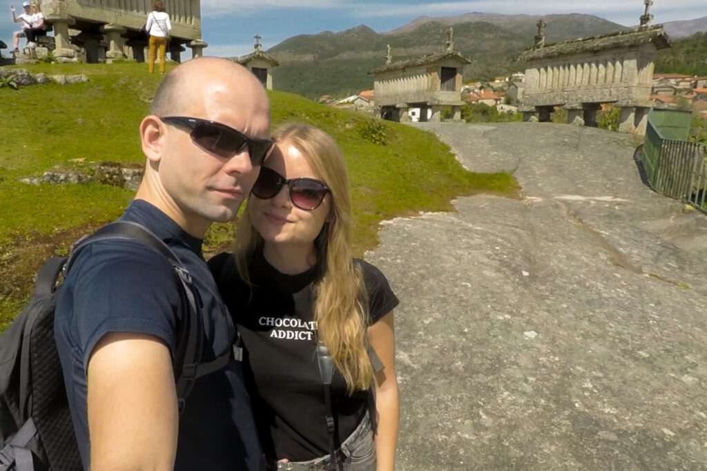 Happy Little Traveler team exploring Soajo, Portugal