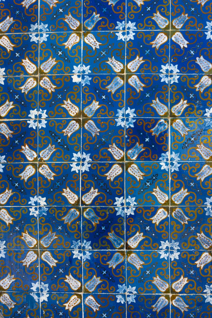 Blue azulejos on Raio Palace in Braga Portugal