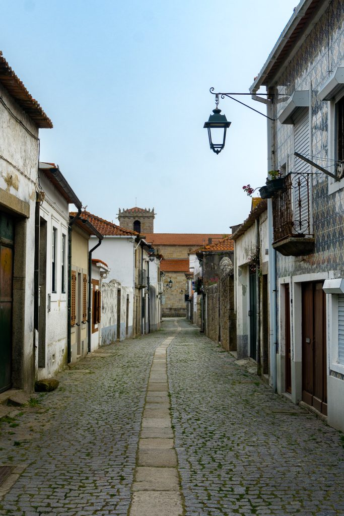 Old cobbled street leading to Caminha Main Square