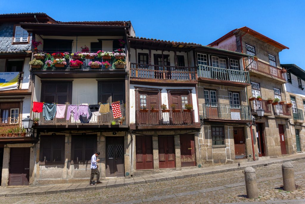 Medieval buildings at Largo da Sao Tiago in Guimaraes Old Town