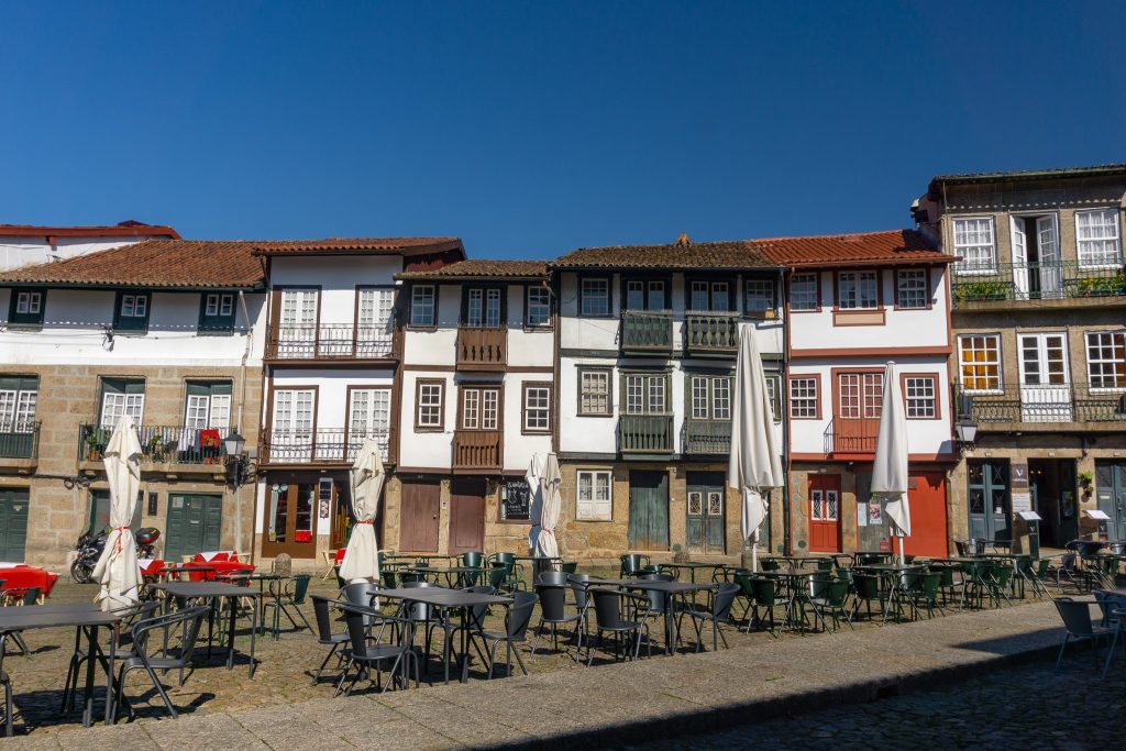 Medieval buildings in Largo da Sao Tiago in Guimaraes Old Town