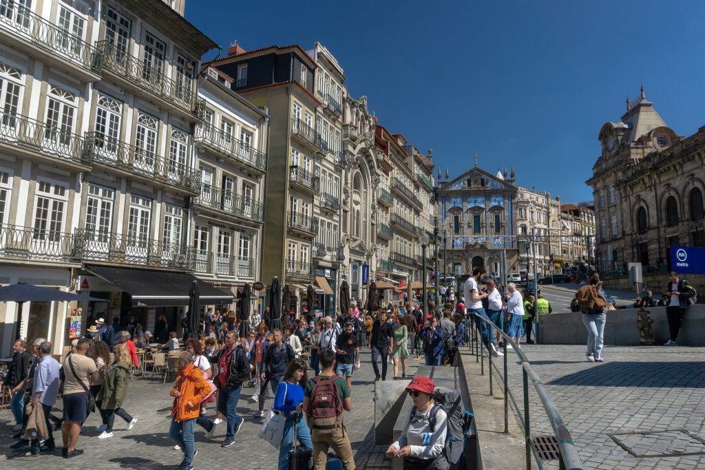 Busy streets of Porto, Portugal
