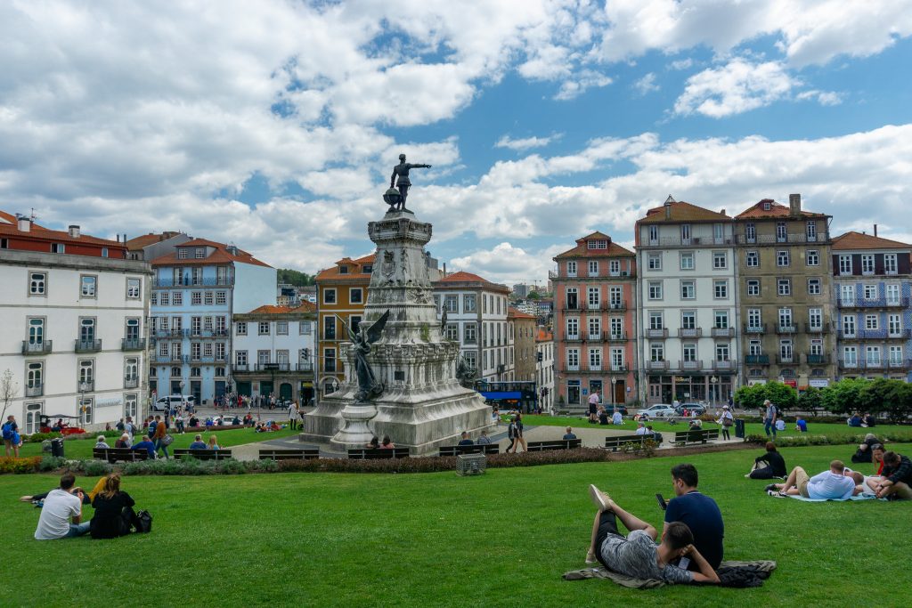 Square in front of Bolsa Palacein Porto, Portugal