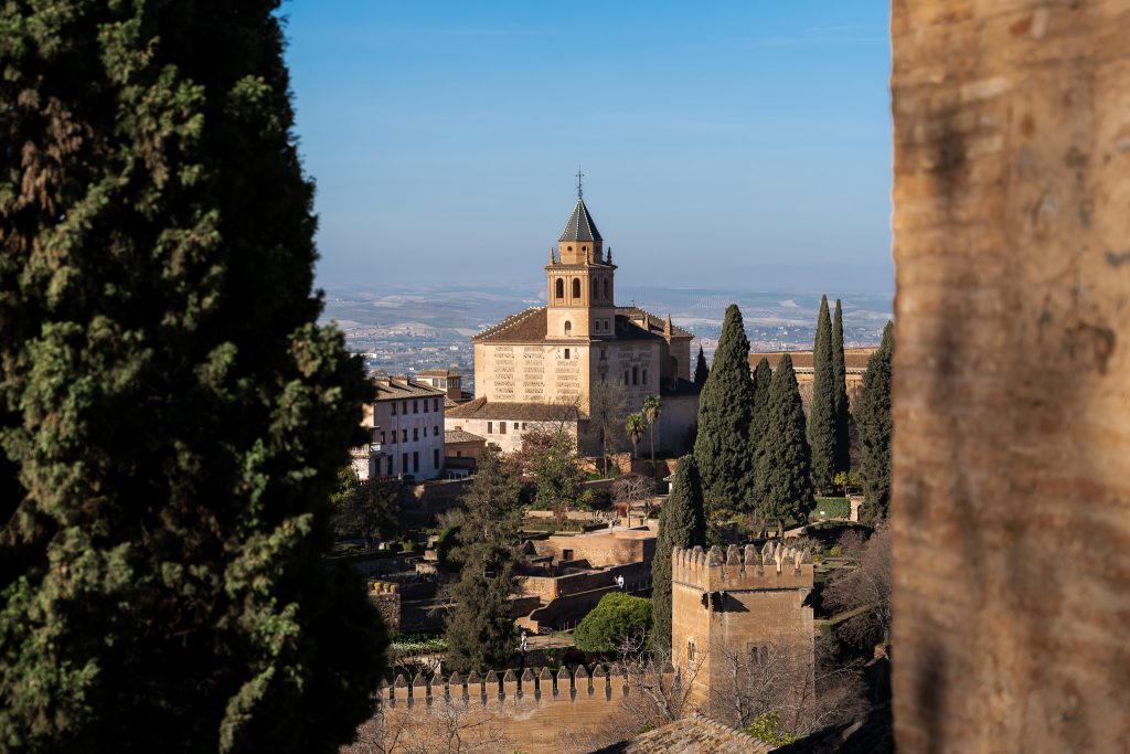 Alcazaba in Granada, Spain from generalife Gardens