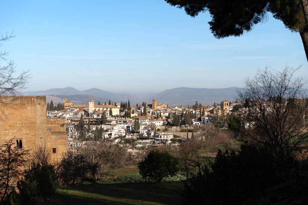 Views over Granada City from Alhambra Generalife gardens