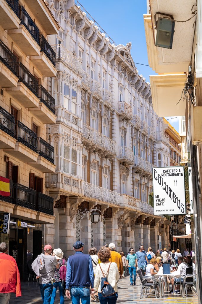Cartagena Old Town Streets with Art Nouveau buildings
