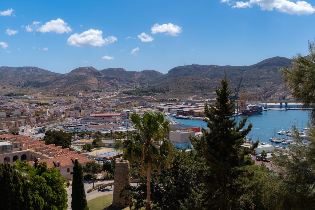 Cartagena, Spain - view over city and the port from Conception Castle