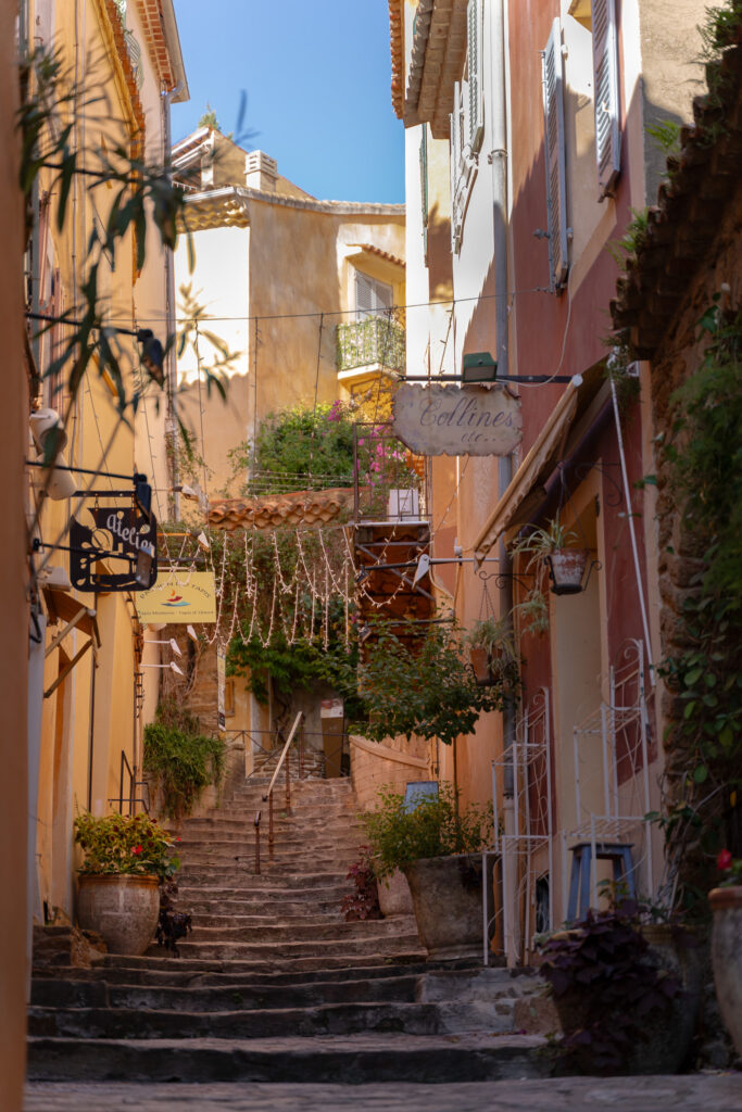Charming flower street in Bormes les Mimosas village