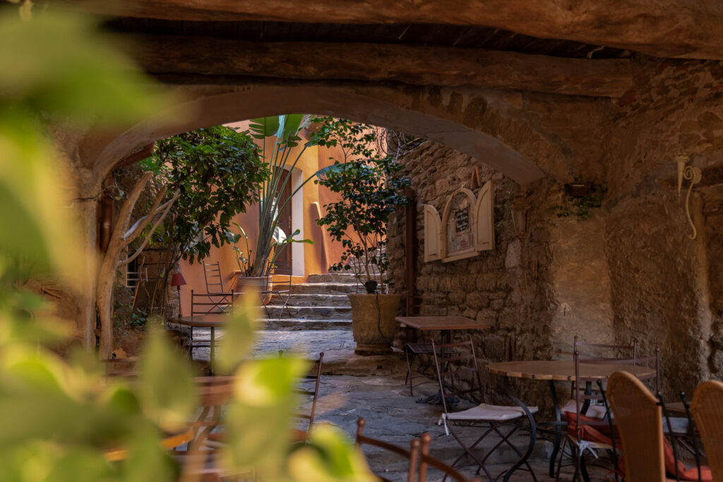 Medieval square in village Bormes les Mimosas