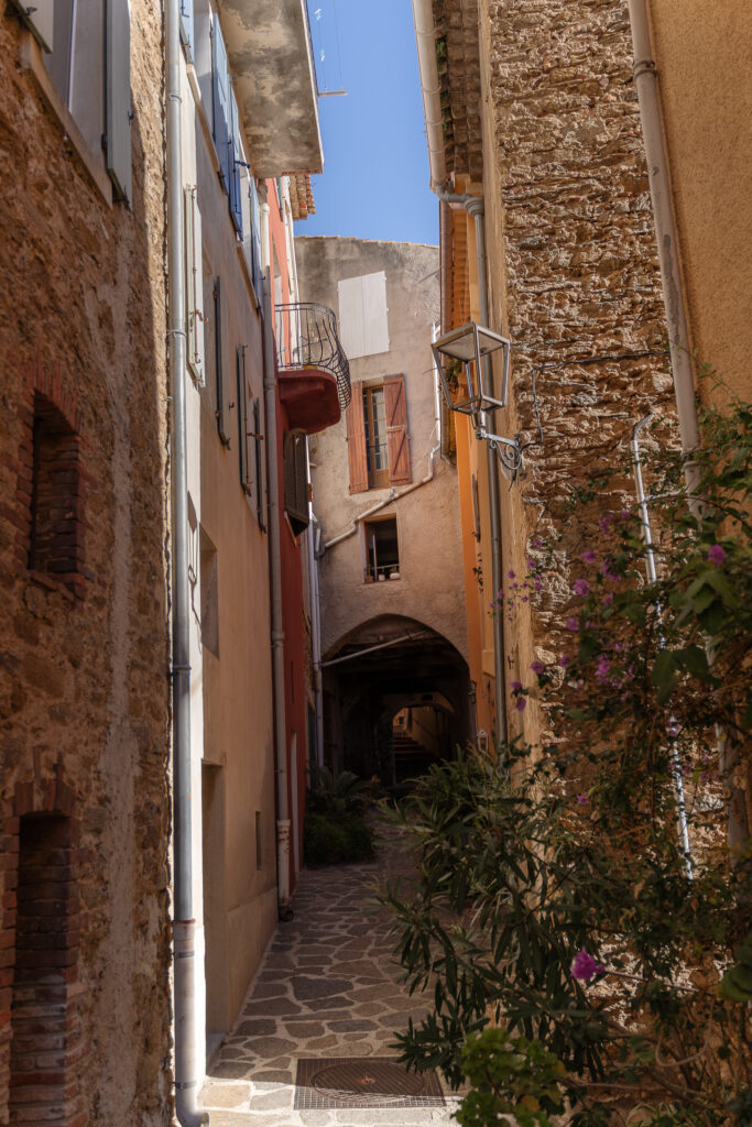 Medieval street of Bormes les Mimosas France