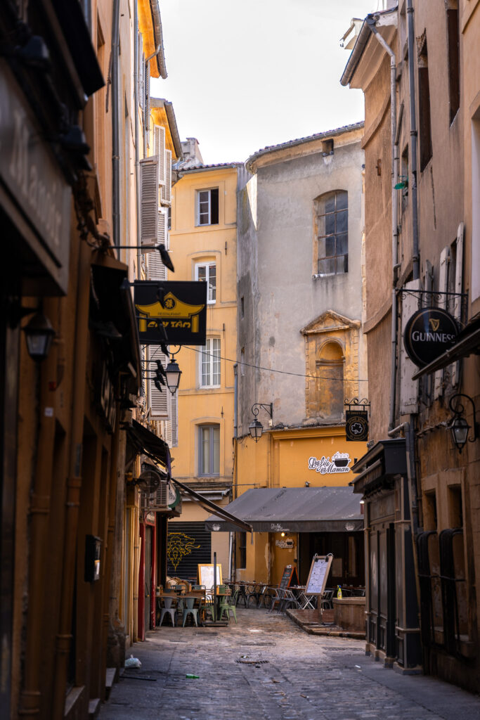 Beautiful street in Aix en Provence Old Town