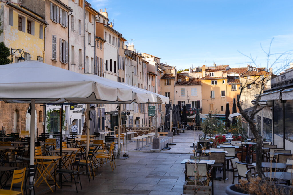 Beautiful historic square in Aix en Provence old town