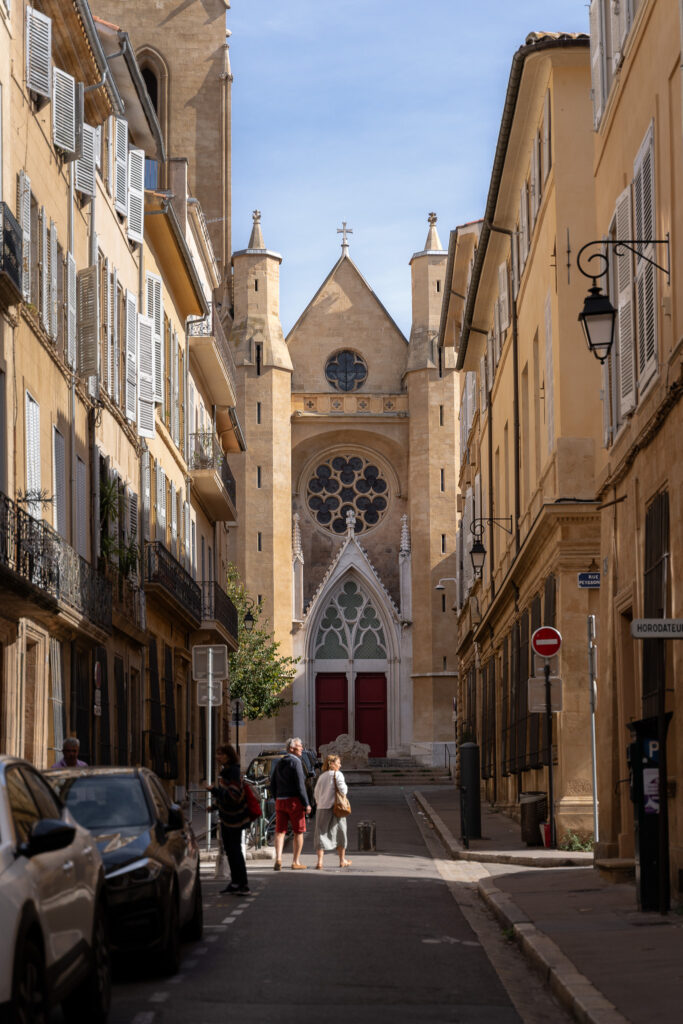 Elegant street in Mazarin Quarter in Aix en Provence