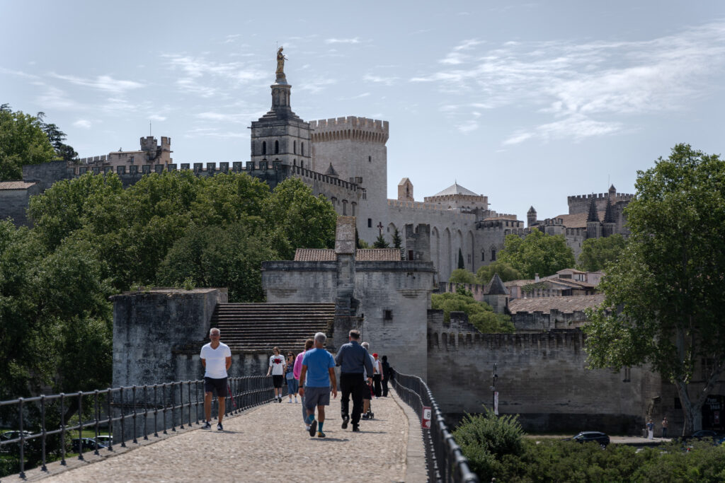 View over Palais des Papes from Pont d'Avignon France