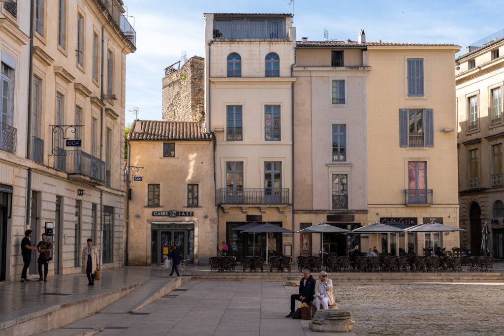 Beautiful square in Nimes old town