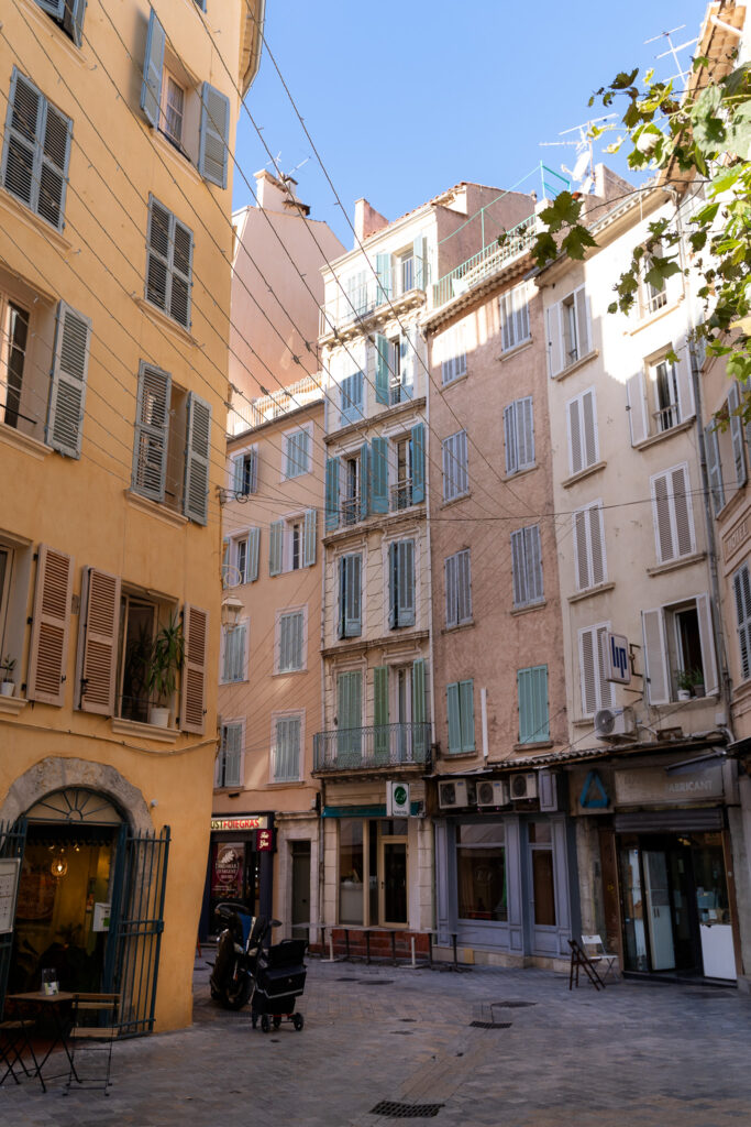 Colorful buildings in Toulon Old Town in France