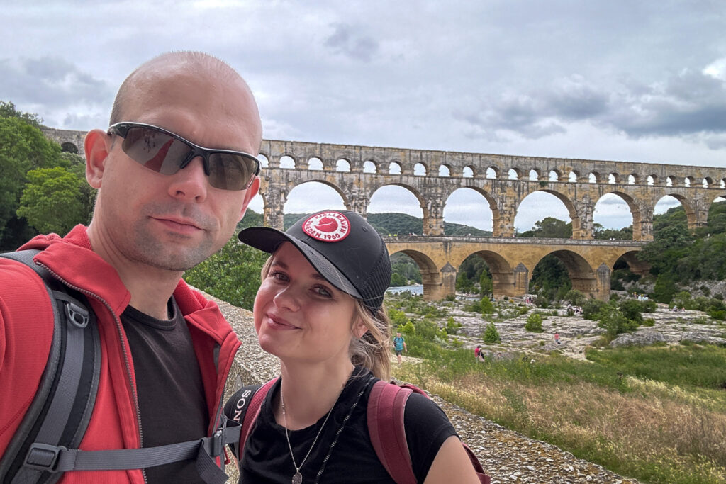 Happy Little Traveler team visiting Pont du Gard France