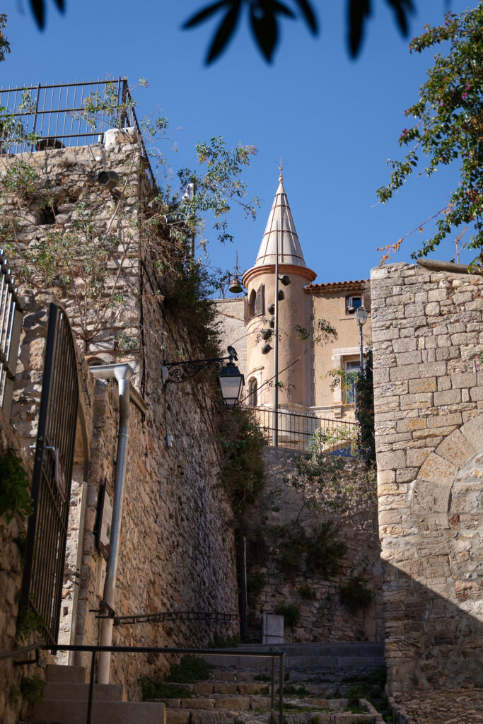 Medieval streets of Hyeres village on French Riviera