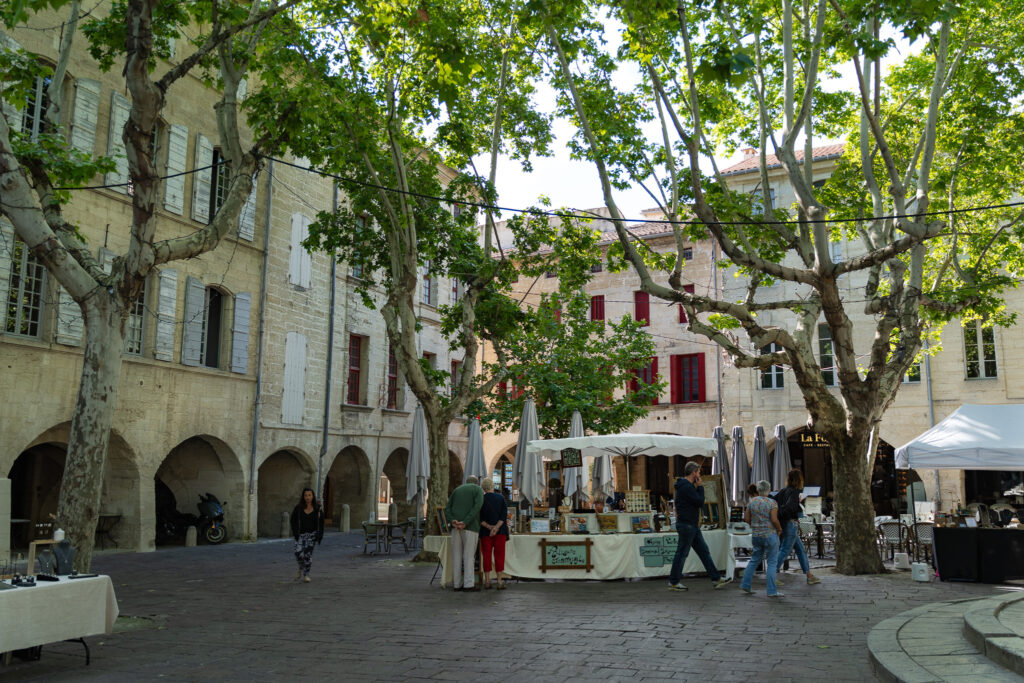 Uzes France - Exploring Place aux Herbes